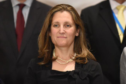 La ministra de Exteriores canadiense, Chrystia Freeland.-AFP