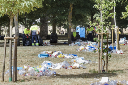 Miles de kilos de basura han inundado el parque del Parral tras el Curpillos. SANTI OTERO