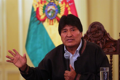 El presidente de Bolivia, Evo Morales, habla en una conferencia de prensa.-EFE