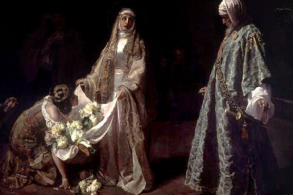El pintor José Nogales reprodujo el milagro de las rosas de Santa Casilda.
