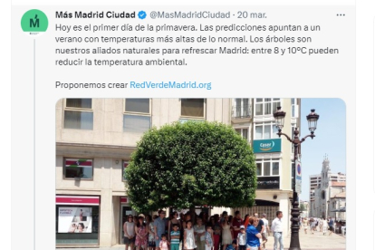 Imagen del tweet de Más Madrid con la foto tomada en Burgos.
