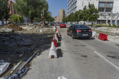 Imagen reciente de la reparación del hundimiento en la avenida Reyes Católicos, de Burgos.