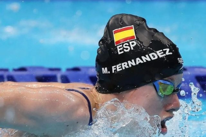 La nadadora burgalesa Marta Fernández, durante la competición en el campeonato de Cádiz.