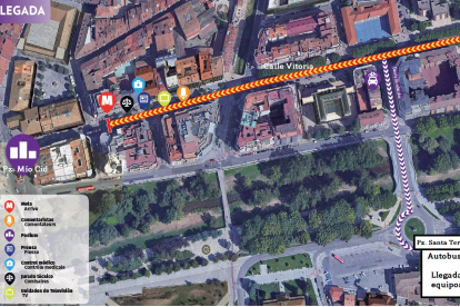 Imagen de la zona de meta de la etapa de la Vuelta a Burgos que llega a la capital.