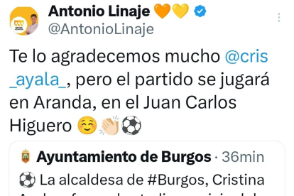 Cruce de mensajes entre el alcalde de Aranda y la de Burgos