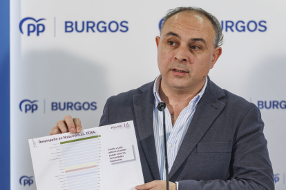 El procurador del PP Emilio Berzosa muestra gráficas que evidencian las ‘buenas notas’ de la región.