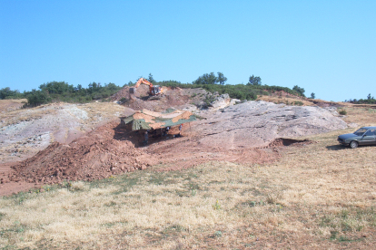 Zona de costalomo donde se conservan cientos de huellas de dinosaurios.