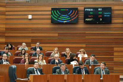 Votación sobre el tren directo en el Pleno de las Cortes de Castilla y León.