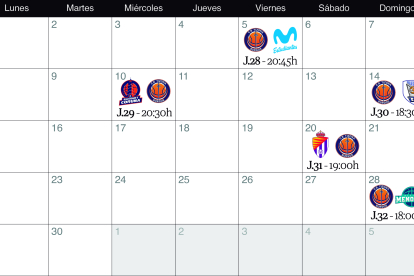 Calendario del mes de abril del Grupo Ureta Tizona.