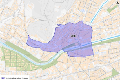 Plano difundido por el área de Movilidad de las calles afectadas por la Zona de Bajas Emisiones de Burgos.