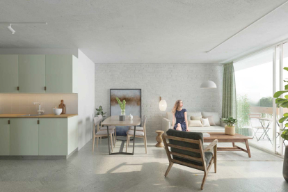 Recreación de las viviendas para jóvenes de San Cristóbal, según el proyecto ganador de Gurea Arquitectura Cooperativa.