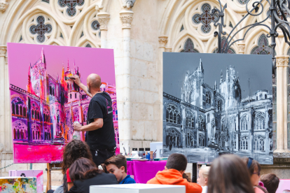 Pintura en directo con la Catedral de Burgos como protagonista.