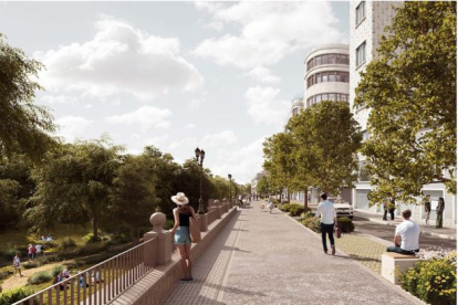 Recreación de la nueva avenida Arlanzón, según recoge la propuesta de Burgos Río de 'Las edades del Agua'.
