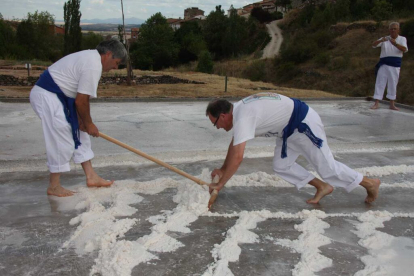 Recreación de la extracción por la Asociación de Amigos de las Salinas