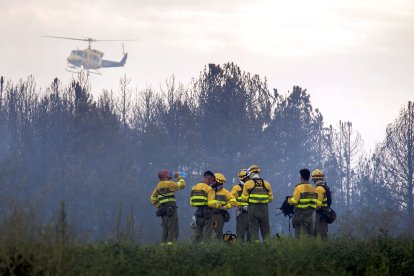 Medios aéreos y terrestres intervienen en el incendio.