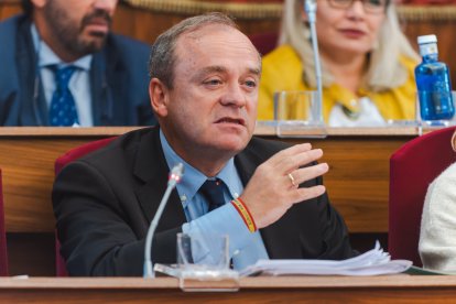 Fernando Martínez-Acitores, portavoz municipal de Vox, en el Pleno del Ayuntamiento de Burgos.