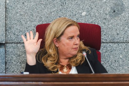 Cristina Ayala, en un momento del último Pleno municipal, en el Ayuntamiento de Burgos.