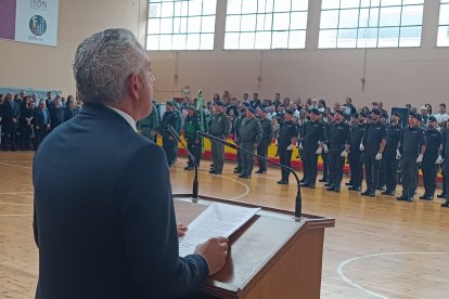 Nicanor Sen en un momento de su intervención en el acto celebrado este sábado en León con motivo del día de la Patrona de la Guardia Civil, la Virgen del Pilar.