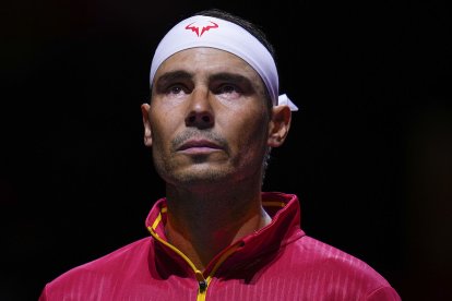 Rafa Nadal durante su despedida del tenis profesional.