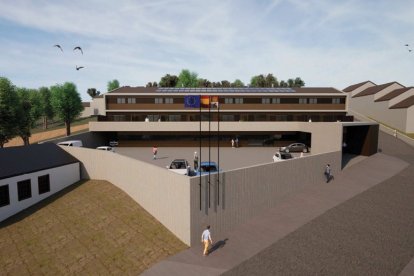 Recreación del inmueble proyectado por Peralta Ayesa Arquitectos para el nuevo acuartelamiento de Quintanar de la Sierra.