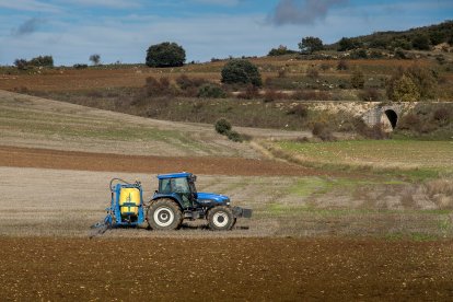 Imagen de un tractor en una tierra de labor.