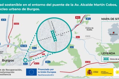 Inversión de 3,8 millones para las obras para adecuar al paso de peatones y bicis el puente de la Av. Alcalde Martín Cobos, en Burgos.