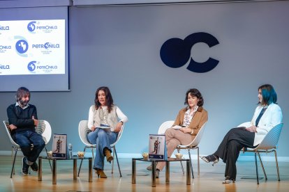 Jorge Rivero, Laura Sebastián, Ángeles González-Sinde y Silvia Arribas, en la presentación del festival de cine 'Petronila'.