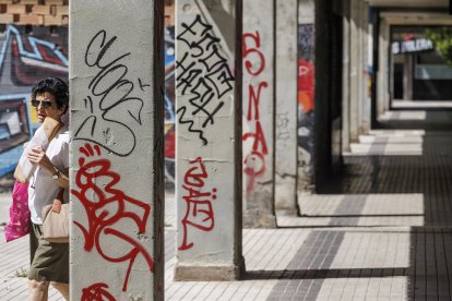 Pintadas vandálicas en bajos comerciales y de viviendas de la ciudad de Burgos.