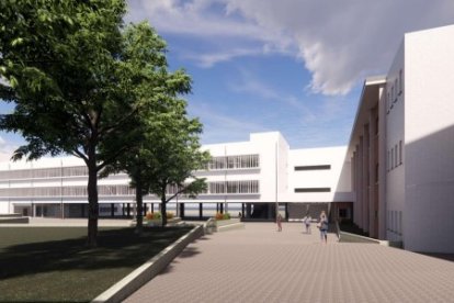 Recreación de cómo lucirá el inmueble que permitirá crecer al IES Diego de Siloé, conectado a las actuales instalaciones.