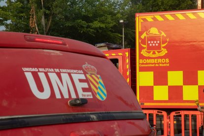 Un camión de la Unidad Militar de Emergencias (UME) en el Centro de Control, a 12 de agosto de 2025, en Tres Cantos, Madrid (España). 