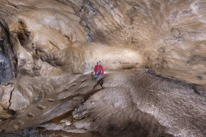 Detalle de la Sala de las Pinturas, cuya fragilidad impide su visita presencial. La imagen forma parte del recorrido virtual que se presentará en la Merindad de Sotoscueva.
