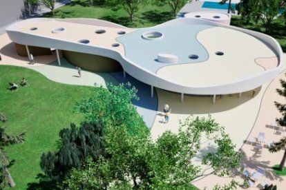 Imagen del proyecto del edificio central de las piscinas exteriores de El Plantío que el estudio Barrio y Cameno comparte en su página web.