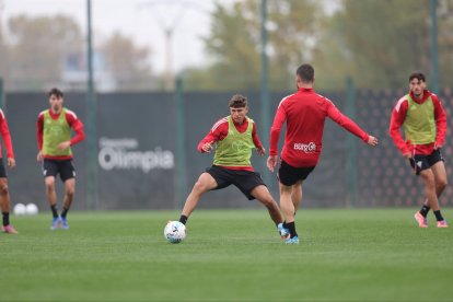 Imagen del último entrenamiento del Mirandés.