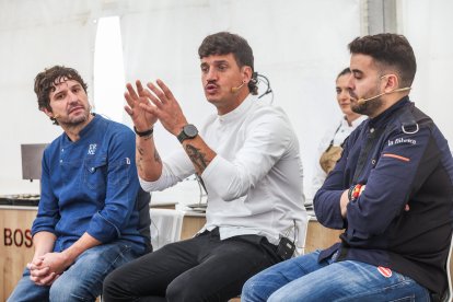 Alberto Molinero, Miguel Cobo y Ricardo Temiño en el Festival de la Morcilla de Burgos.