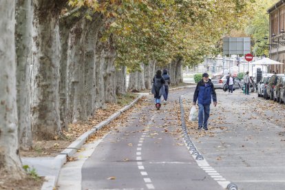 Un momento de la visita al carril bici del paseo de Comendarores que mejora la ciclabilidad al Monasterio de Las Huelgas.