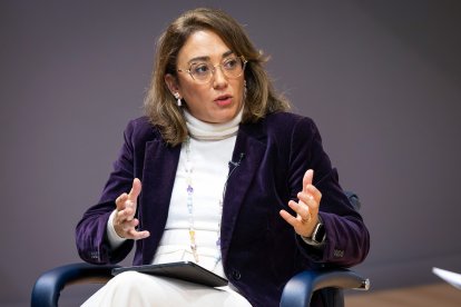 La consejera de Agricultura, María González Corral, durante su intervención en el Club de Prensa de El Correo de Burgos.