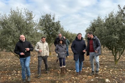 Representantes de la Diputación de Burgos, durante su visita a las instalaciones de IDForest en Tórtoles de Esgueva.