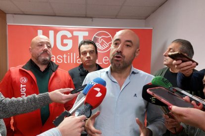 El secretario general de UGT Castilla y León, Óscar Lobo, durante unas jornadas sobre transformación digital en Soria.