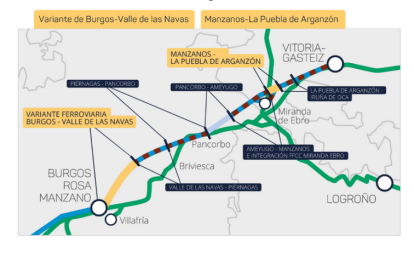 Tramos de la línea del AVE a Vitoria.