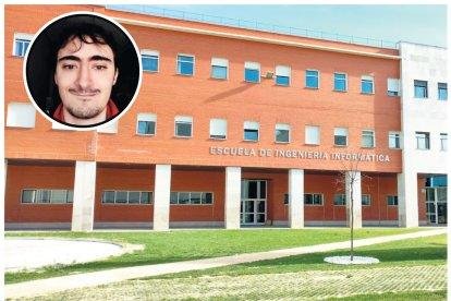 Escuela de Ingeniería Informática y en miniatura el profesor Héctor Felipe