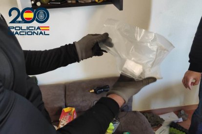 Imagen de un agente de la Policía en la operación 'Manzano'.