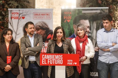 Esther Peña durante su comparecencia ante los medios en el hotel Los Blasones.