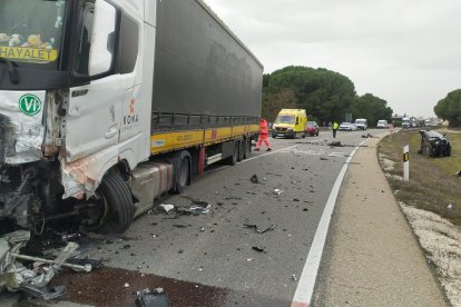 Imagen del accidente mortal recientemente ocurrido en Sardón (Valladolid).