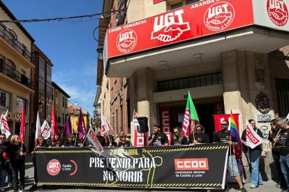 Los sindicatos se han concrentrado hoy en Aranda de Duero