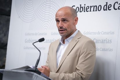 Archivo - El portavoz del Gobierno de Canarias, Alfonso Cabello, en rueda de prensa.