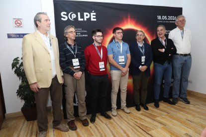 La Diputación de Palencia presenta el Simposio Internacional del Sol y los Eclipses (SOLPÉ) ,(IaD) en imagen todos los ponentes: Javier Rodríguez -Pacheco, Óscar Díez Higuera, Víctor Cob, David Ramos, César García Marirrodriga, José Carlos del Toro y Marco Romoli.