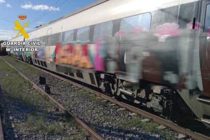 Imagen de los grafitis en los vagones.