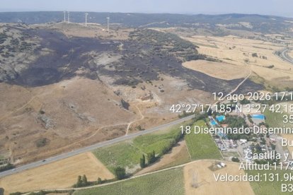 Zona afectada por el incendio en Monasterio de Rodilla (Burgos).