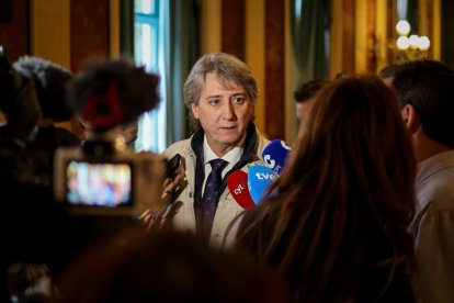 El secretario general del PSCyL, Carlos Martínez, en la Interparlamentaria del partido en Burgos.