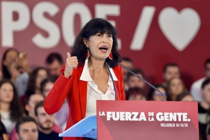 La ministra de Igualdad, Ana Redondo, durante un acto político de precampaña, en la Cúpula del Milenio, a 19 de octubre de 2026, en Valladolid, Castilla y León (España). 
